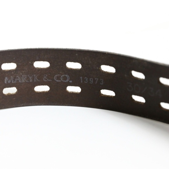Genuine leather belt Maryk & Co brown bronze metal boho adjustable perforated